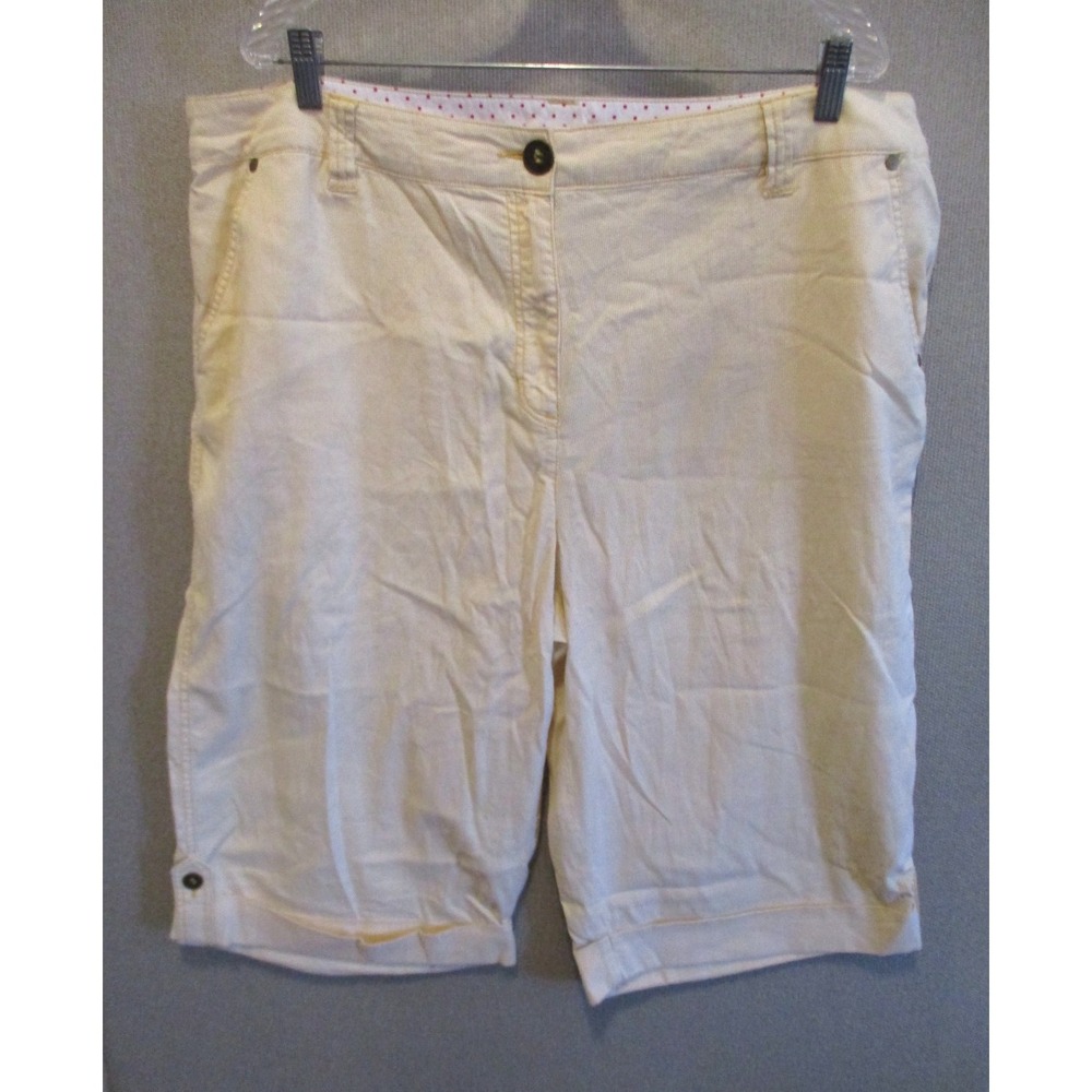 KHAKIS Capri Pants Plus Size 22W Pale Yellow Textured Microstripe NWT